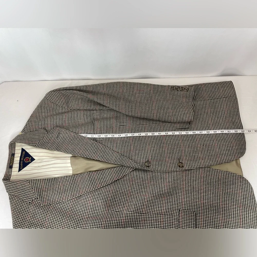 Tommy Hilfiger Houndstooth Wool Blazer Sport Coat Jacket Vintage Union USA made